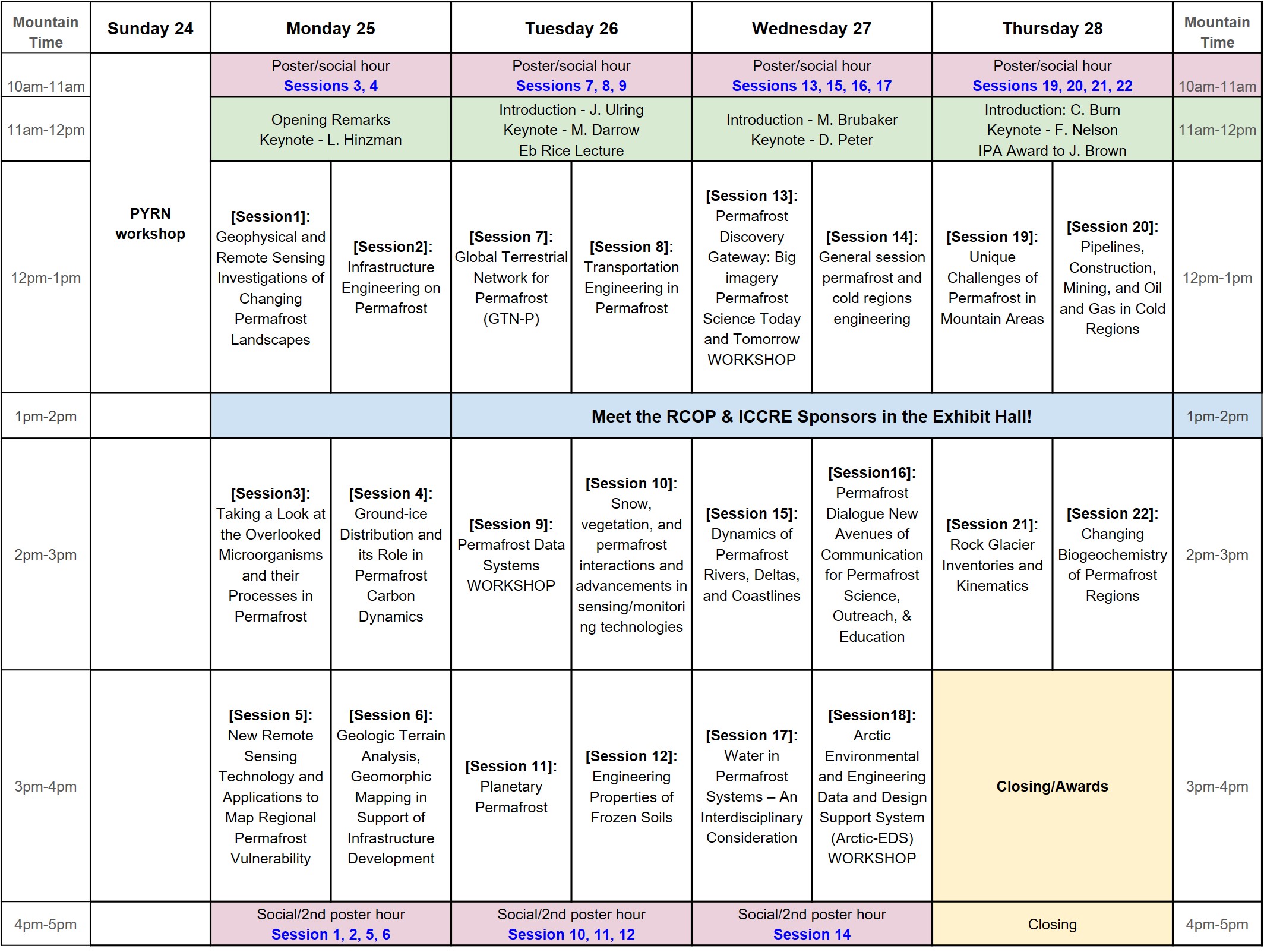 RCOP ICCRE Schedule