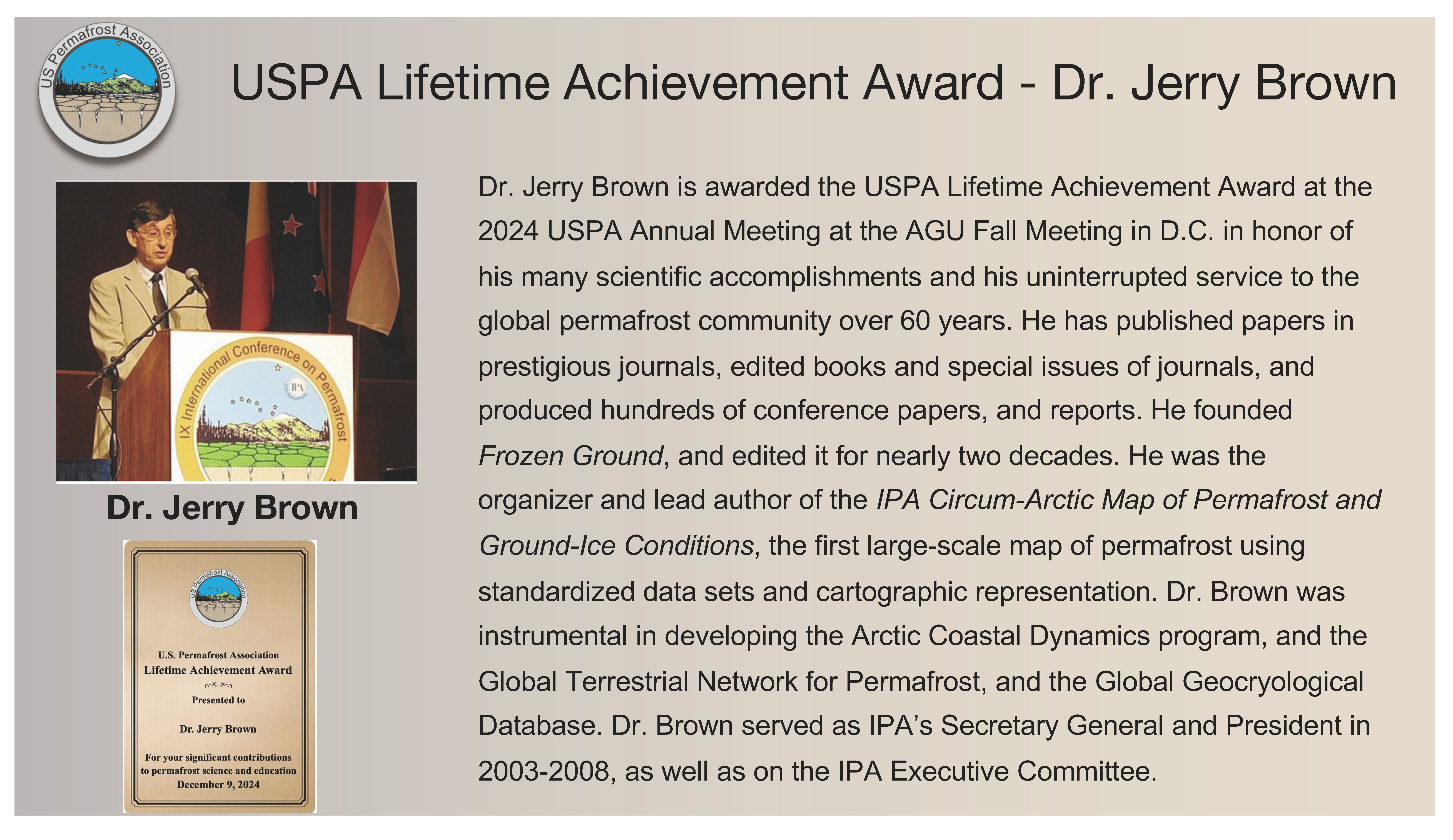 USPA lifetime achievement award announcement